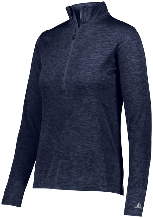 Russell Athletic Ladies Dri-Power Lightweight 1/4 Zip Pullover (QZ7EAX), Color 'Navy'